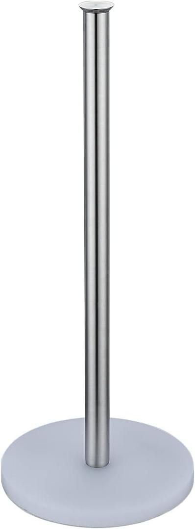 JQK Toilet Paper Storage Stand, 304 Stainless Steel Thicken 0.8mm Tissue Reserve Holder Dispenser for Bathroom, Brushed Steel, TPS180-WN (15.35 Inch, Brushed & White Base)