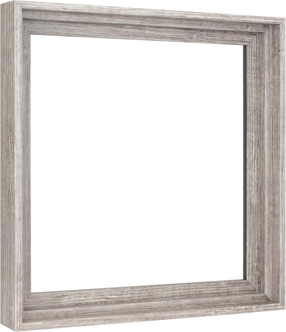 MCS Canvas Float Frames 12x12 Frame, Gray Woodgrain Finish Square Frame for Finished Canvases, Vertical & Horizontal Wall Hanging for Canvas Paintings (1-Pack)