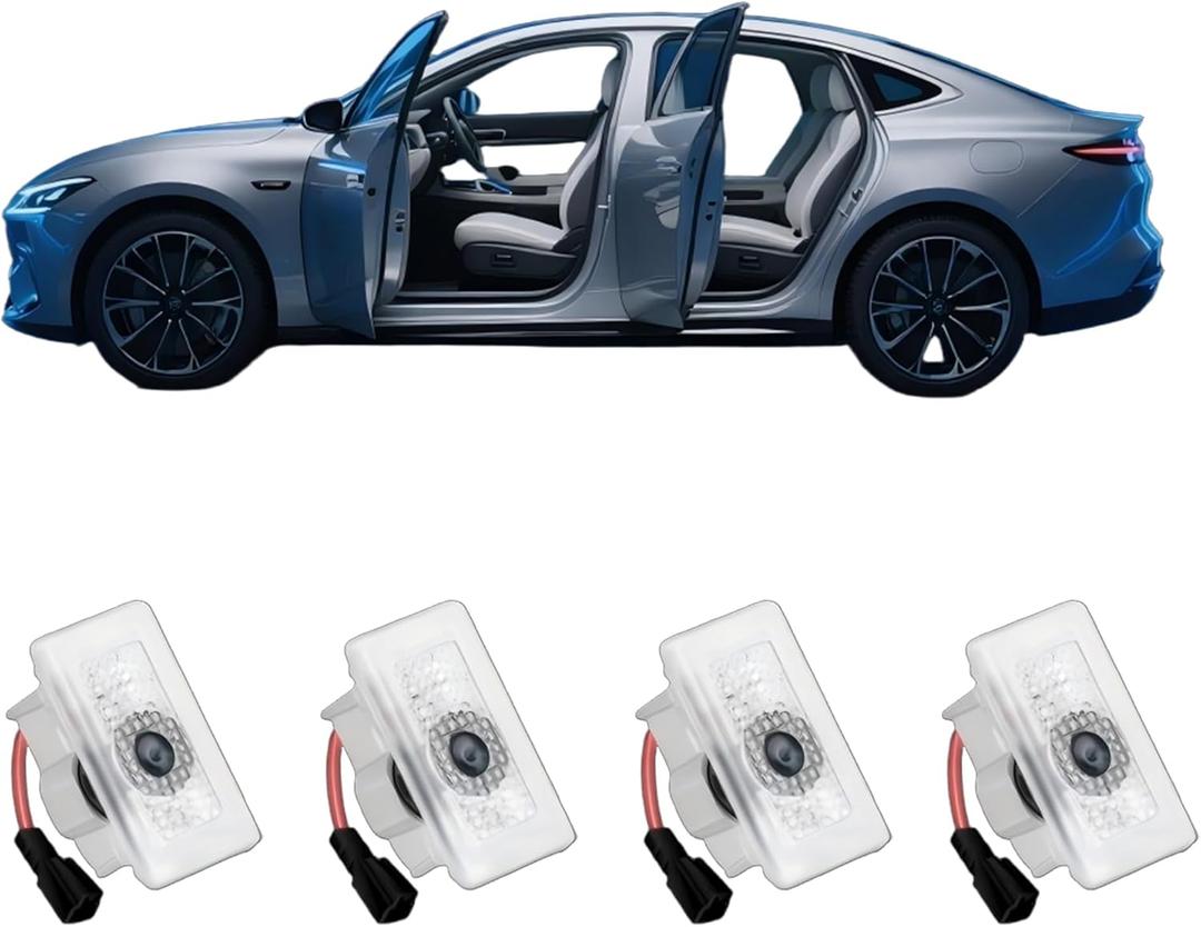 Upgraded Door Logo Lights, Compatible with Model Y 3 X S, Aluminum Alloy Welcome Lights, Never-Fade HD Projection Puddle Lights, Easy Plug & Play Installation Car Accessories4PCS