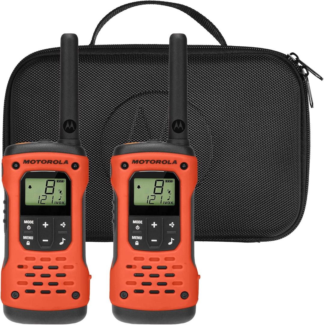 Motorola Solutions, Portable FRS, T605_H2O, Talkabout, Two Way Radios Waterproof Walkie Talkie Emergency Preparedness, Rechargeable, 22 Channel, 35 Mile, Orange W/Black, 2 Pack