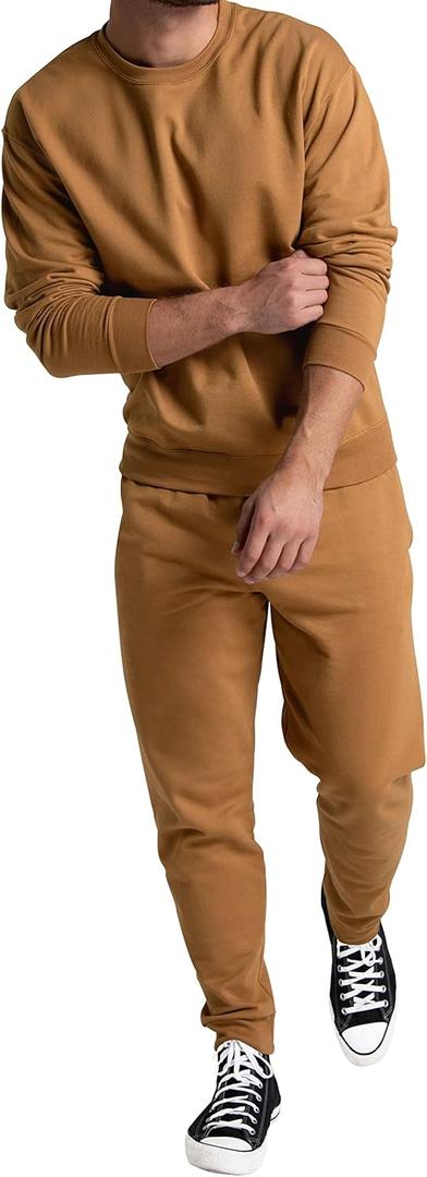 Fruit of the Loom Eversoft Fleece Joggers with Pockets, Relaxed Fit, Moisture Wicking, Breathable, Tapered Sweatpants (Small, Golden Pecan)