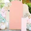 FUHSY Wedding Arch Backdrop Cover 5FT Round Top Wedding Arch Cover Party Arch Covers Stretchy Backdrop Fabric for Balloon Stand Chiara Backdrop Arch Fabric Cover for Birthday Reception Dusty Rose
