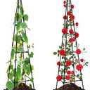 Lalahoni Garden Trellis for Climbing Plants, 67inch Tall Garden Obelisk for Climbing Potted Plant Support Outdoor Flower Rose Vegetable Tomatoes Cucumber Trellis Raised Bed, 2 Pack, Lightweight