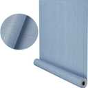 Light Blue Grasscloth Wallpaper Peel and Stick, Textured Adhesive Countertop & Cabinets Fabric Contact Paper,23.6 in x 394 in(32.8 ft), Removable Wallpaper for Furniture