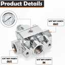 12-804 Adjustable Fuel Pressure Regulator with Gauge, Compatible with Holley and Edelbrock Carburetors, 1-4 PSI, 3/8" NPT, 1-in 2-Out
