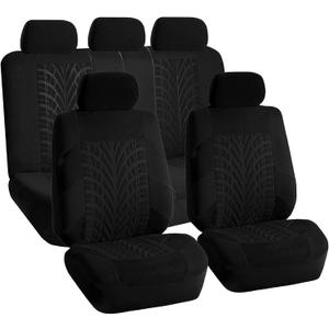 FH Group Full Set Travel Master Car Seat Covers, Airbag and Split Rear Car Seat Cover Universal Fit Interior Accessories for Cars Trucks SUV, Automotive Seat Covers,Black