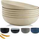 10inches Large Pasta Bowls Set of 6-65oz Wheat Straw Bowls,Bowl Plates,Large Plastic Bowls Reusable for Pasta,Salad,Soup,Unbreakable & Lightweight Bowls for Kitchen,Dishwasher Safe,BPA-Free(Beige)