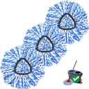 Mop Heads Replacements, 3 Pack Spin Mop Replacement Head for Rinseclean 2-Tank System, Deep Cleaning, Microfiber & Machine Washable