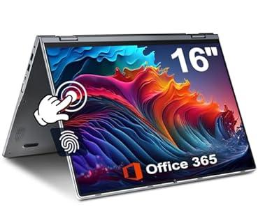 jumper 2 in 1 Laptop, 16 inch Convertible Laptop Computer with IPS FHD 360 Degree Touchscreen, 1152GB Storage, 32GB RAM, Fingerprint Reader, Backlit Keyboard, Celeron N5095, 53.2WH