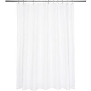 Ultimate Waterproof Extra Long Fabric Shower Curtain or Liner 72x84, Breathable TPU & Machine Washable, Use for Bath Tub/Stall in Home and Hotel, White, 72"x84"