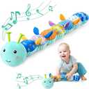 Awotoy Baby Toys 0 to 12 Months, Musical Stuffed Animal Activity Soft Toy with Multi-Sensory Crinkle, Rattle and Textures, Infant Tummy Time Toys for Newborn Boys Girls, Caterpillar, Blue