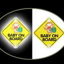 Luminous Baby On Board Sticker for Cars, Reflective Cute Monkey Baby in Car Decals with Suction Cups,Double-Side Printing PVC Car Sign Stickers for Car, Trucks, SUV (Double-Side Monkey)
