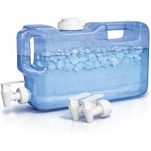 Refrigerator Water Dispenser 1.1 Gallon Bottle with 2 Spigots - BPA Free Plastic Slim Water Jug with Spout Leak Proof | Refillable Fridge Water Container, Convenient Handles (Royal Blue)