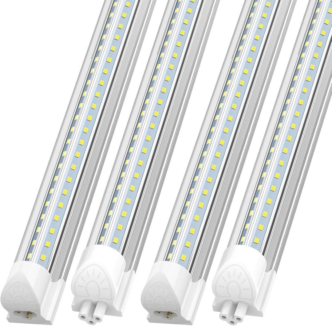 SHOPLED LED Shop Light 5FT, 50W 6750LM 6000K Cool White, V-Shape T8 Linkable LED Tube Lights, Work Shop Lights for Garage, Workbench, Basement, ETL Listed, 4 Pack