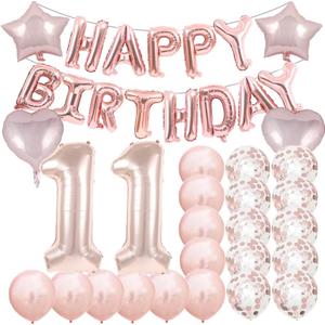 Sweet 11th Birthday Decorations Party Supplies,Rose Gold Number 11 Balloons,11th Foil Mylar Balloons Latex Balloon Decoration,Great 11th Birthday for Girls,Women,Men,Photo Props