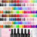 Beetles 110 PCS Gel Nail Polish Set, 100 Colors Infinite Inspiration All Season Red Brown Green Black Gel Polish with 5Pcs Base Top Coat Soak off UV Gel for Manicure Lovers DIY at Home Gifts for Women