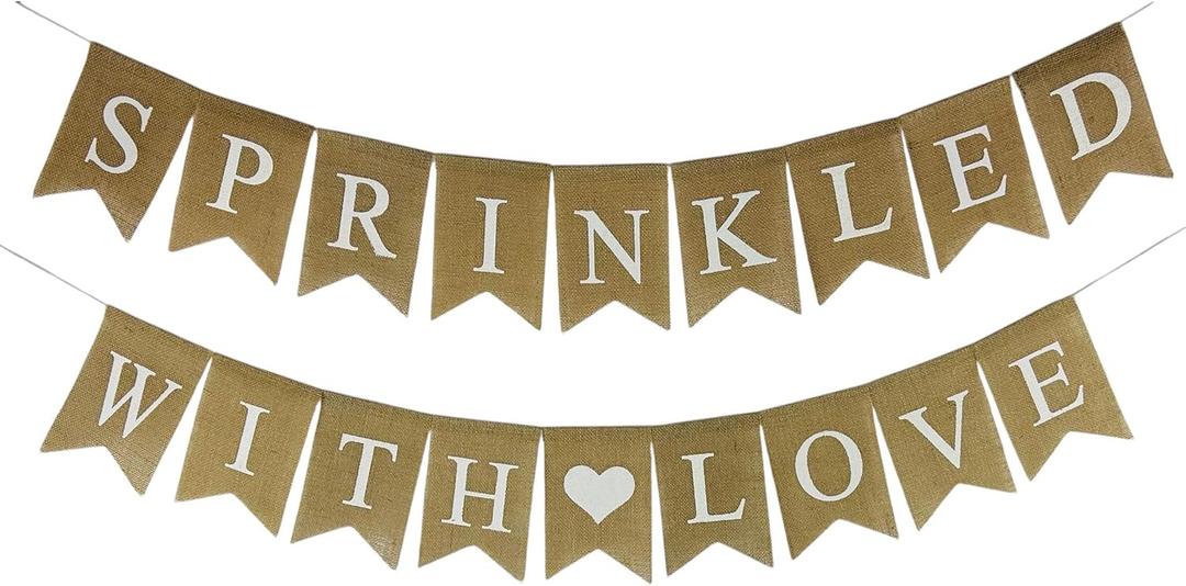 Sprinkled With Love Burlap Banner for Baby Shower Decorations