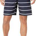 Amazon Essentials Men's 9" Swim Trunks with Mesh Lining, Pockets, Drawstring Closure (X-Small, Navy Stripe)
