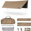 Naturehike Cloud Skies Camping Tent Tarp with Poles, Waterproof PU 18000mm+ Rain Shelter, Anti-UV UPF2000+ Camping Sun Shelter Canopy (16.4 x 12.5ft)