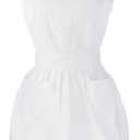 Retro Adjustable Ruffle Apron Kitchen Cooking Baking Cleaning Maid Costume (White)