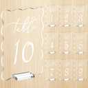 Vicenpal 10 Pcs Wedding Scalloped Acrylic Clear Table Numbers 5x7 Inch Acrylic Table Numbers 1-10 with Stand for Weddings Centerpieces Receptions Parties Events Decor