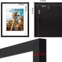 Frametory 16x20 Black Picture Frame with Real Glass Mat for 11x14
