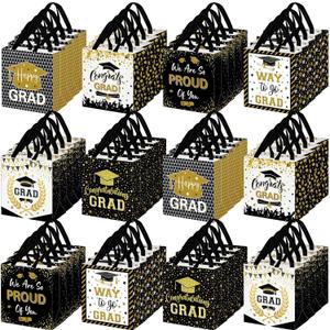 Wesnoy 48 Pcs Graduation Gift Bags Bulk with Handles 2026 Non Woven Congrats Grad Candy Bag Reusable Tote Bag Graduation Party Favor for College High School Graduate Decoration, 11.4 x 10.6 x 4.7 Inch