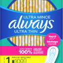 Always Ultra Thin Feminine Pads Without Wings for Women, Size 1, Regular Absorbency, Unscented, Up to 100% Leak-Free Protection, 44 Count x 3, 132 Count Total