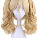 morvally Short Straight Blonde Bob Wig with Two Jaw Claws Ponytail Hair for Cosplay Costume Halloween Wigs
