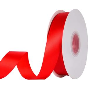 3 x 1 inch x 25 Yards Double Faced Red Polyester Satin Ribbon for Gift Wrapping,Wedding Decoration, Bows Making, Sewing, DIY Crafts