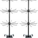 BBTO 2 Pcs Rotating Display Stand Jewelry Display Rack with Hooks Metal Earrings Stand for Vendors Necklace Bracelet Selling(Black,28.35 x 11.81 Inch)