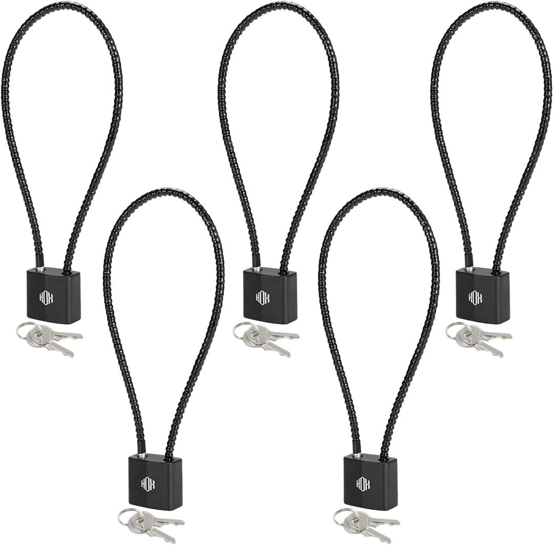 HOX Cable Gun Locks with Keys - Keyed Alike Cable Gun Safe Lock, for Firearm Locking and Safety (5 Pack)