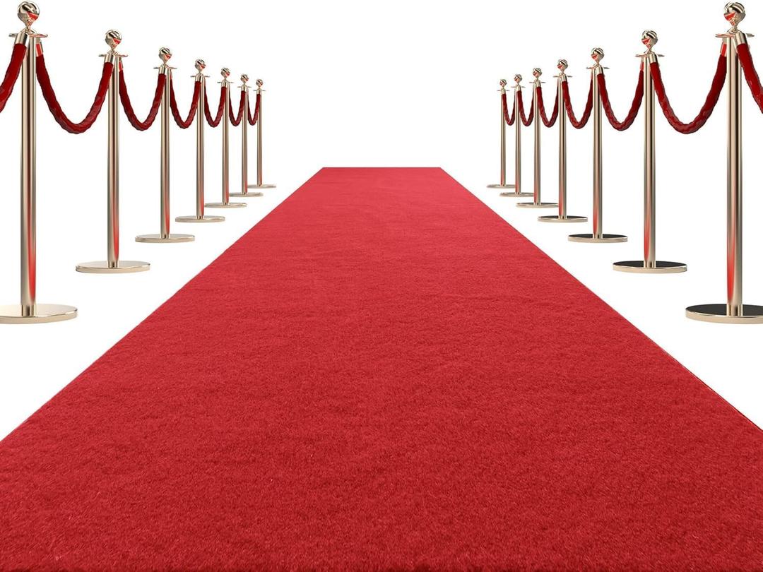 HOMBYS Extra Thick Carpet Runner for Partys & Events, Non-Slip Rubber Backed Aisle Runway Rug for Step, Proposal & Wedding Decorations, Hollywood Oscars Runway (Red, 4x10 Feet)