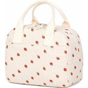 Lunch Box for Women Cute Corduroy Lunch Bag Reusable Thermal Cooler Bags for Work, Picnic, Travel or Daily Use