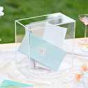 UNIQOOO Clear Acrylic Card Box w/Slot, Thick DIY Wedding Box Blank No Print, Large 10x10x5.5 in, for Reception Decoration Fundraiser Money Box Election Ballot Graduation Keepsake Party Favor