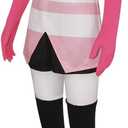 Angel Dust Costume Hotel Angel Dust Red Sweatshirt Shorts Stockings Outfits Halloween Suit for Women (Pink, L)