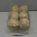 6pcs 3.94" Christmas Ball Ornaments Glitter Shatterproof Christmas Tree Ornaments Sequin Xmas Hanging Balls Decorations for Wedding Party Holiday(Gold, 6pc-10cm)