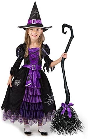 Spooktacular Creations Fairytale Witch Cute Witch Costume Deluxe Set with Broom for Girls Size S