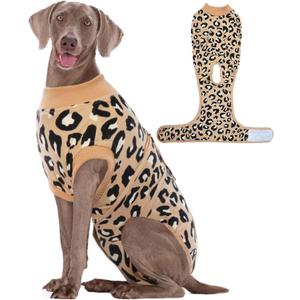 Kuoser Dog Recovery Suit for Dogs After Surgery,Professional Surgical Onesie for Female Male Dogs Spay Neuter,Soft Dog Surgery Suit Bodysuit for Abdominal Wounds Skin Disease,Coffee Leopard XL (X-Large (Back: 20.1" - 24.8"; Weight: 42 - 75LB))