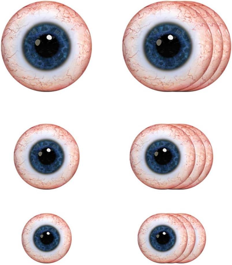 Veemoon 12PCS Halloween Horror Eyeball Wall Paste,Eyeball Balls Wall Stickers Murals for Halloween Window Clings Stickers (Blue1)
