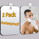 2 Pack Shatterproof Plastic Shower Mirror for Shaving, (Larger 11x7 in) Small Wall Mirror for Camping, Unbreakable Travel Shaving Mirrors for Shower, Outdoor Plastic Mirrors for Shave, Little Mirro