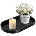 Acrylic Vanity Serving Tray–14"x8.5" Decorative Capsule Shape Tray for Bathroom, Dresser, Coffee Table – Sleek Minimalist Lucite Tray for Perfume, Jewelry, Makeup Organizer (1, Glossy Black)