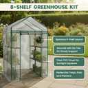 Greenhouse - Walk in Greenhouse with 8 Sturdy Shelves and PVC Cover for Indoor or Outdoor Use - 56 x 56 x 76-Inch Green House by Pure Garden, 8 Tier