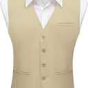 DiBanGu Men's Suit Vest Business Dress Waistcoat with 2 Pockets V-Neck Tuxedo Vests for Formal Wedding (Beige, XXXL)