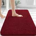 OLANLY Bathroom Rugs 30x20, Extra Soft Absorbent Chenille Bath Rugs, Rubber Backing Quick Dry, Machine Washable Bath Mats for Bathroom Floor, Tub and Shower, Home Decor Accessories, Red