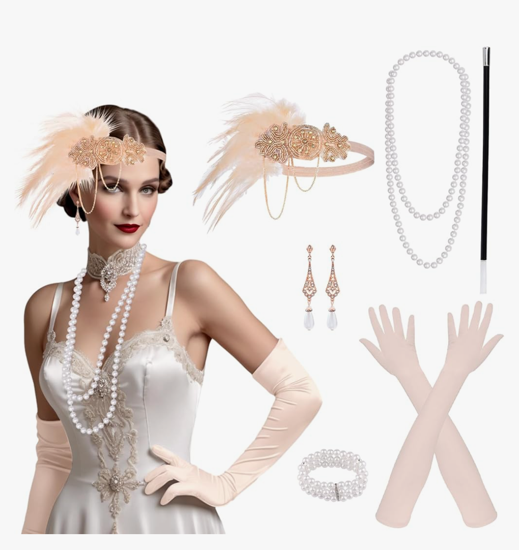 PLULON 1920s Flapper Great Gatsby Accessories Set Fashion Roaring 20's Theme Set
