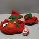 Dormstop Kids Holiday Elf Costumes Deluxe Grils Christmas Elf Dress Set Christmas Party Dress Outfit (5-6 Years, Red)