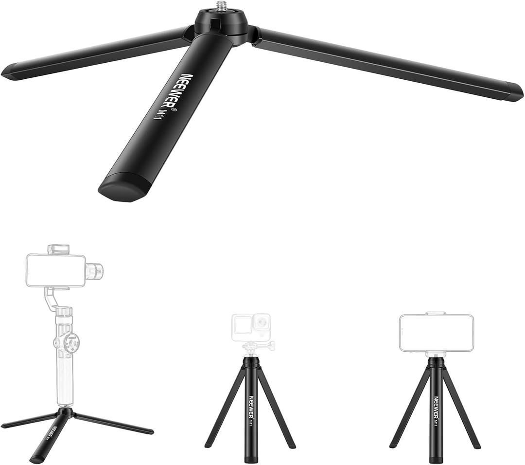 NEEWER Mini Metal Tripod, Table Stand, Desktop Compact Tripod Compatible with Crane M2, Smooth Q2, Gimbal Grip Stabilizer and All Cameras