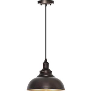 1 Pack Farmhouse Pendant Light Bronze Pendant Lighting for Kitchen Island Industrial Hanging Barn Light Pendant Lighting Over Island Sink Light Fixtures (Oil-Rubbed Bronze)