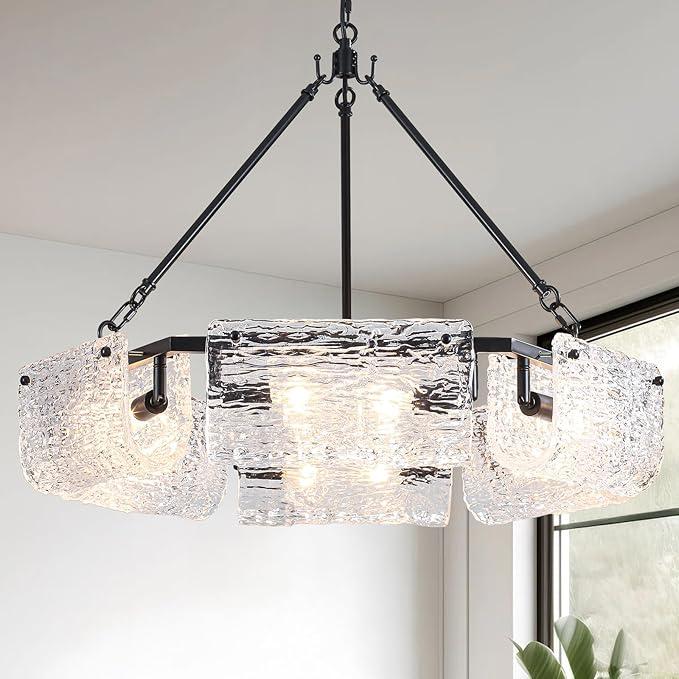 5 Light Globe Chandelier, Mid Century Modern Chandeliers for Dining Room, 28.35" Large Vintage Milk White Glass Pendant Light,Hanging Sputnik Ceiling Light Fixture for Bedroom Living Room Kitchen, E26